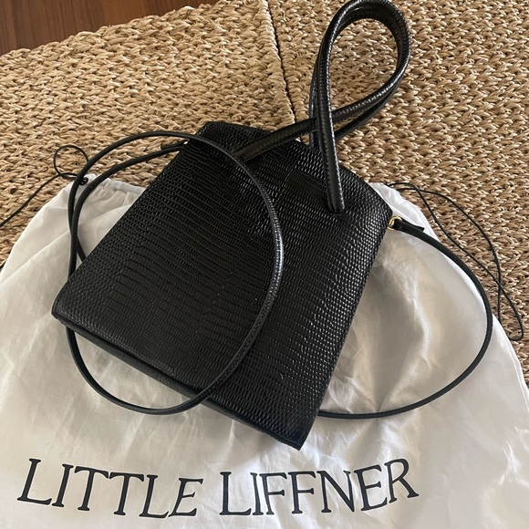 LITTLE LIFFNER Handbags - LITTLE LIFFNER BLACK SNAKE TWISTED WRISTLET BAG